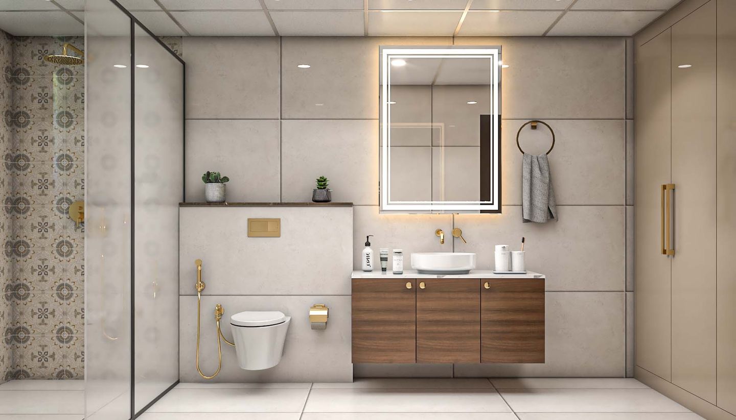 Modern Neutral-Themed Bathroom Design - Livspace