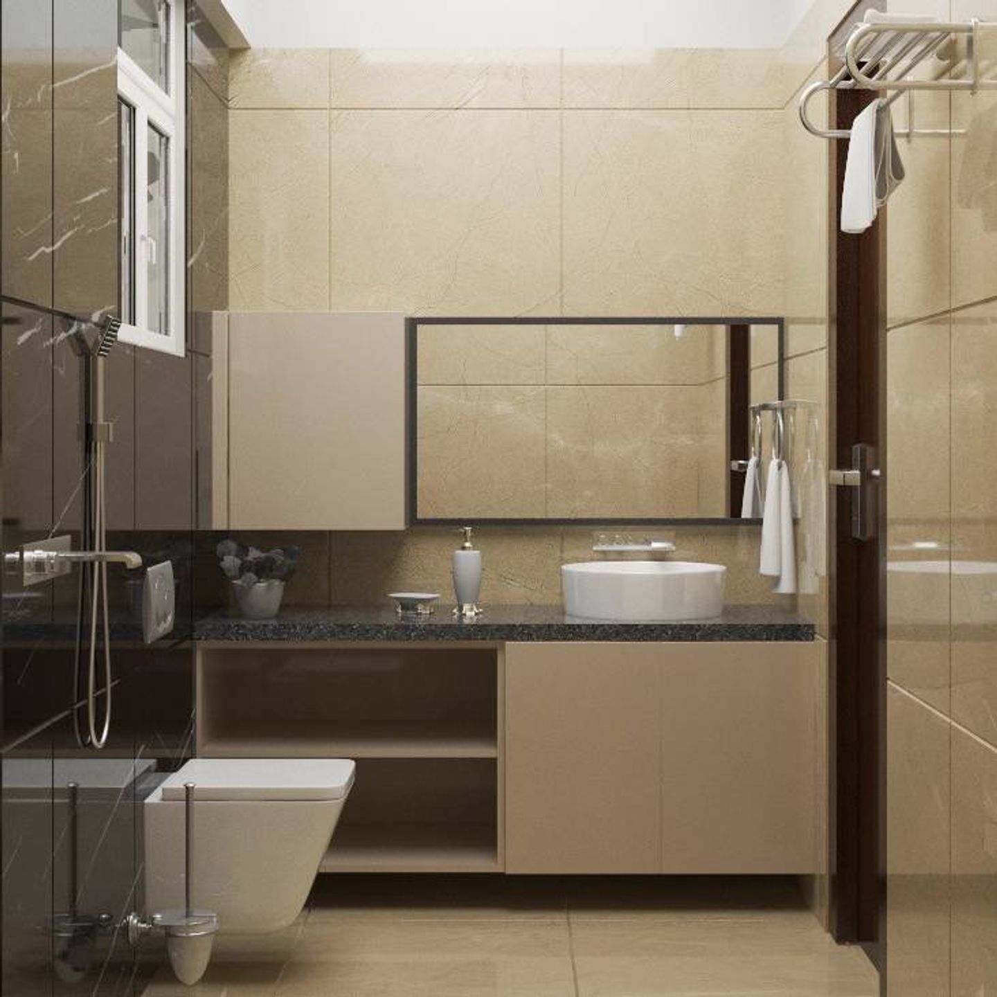 Modern Beige Bathroom – Livspace