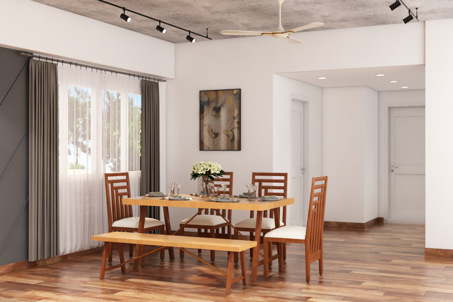 Wooden Dining Room - Livspace