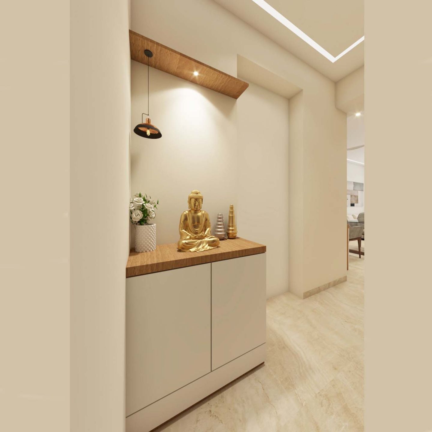 Foyer With 2-Door Cabinet - Livspace