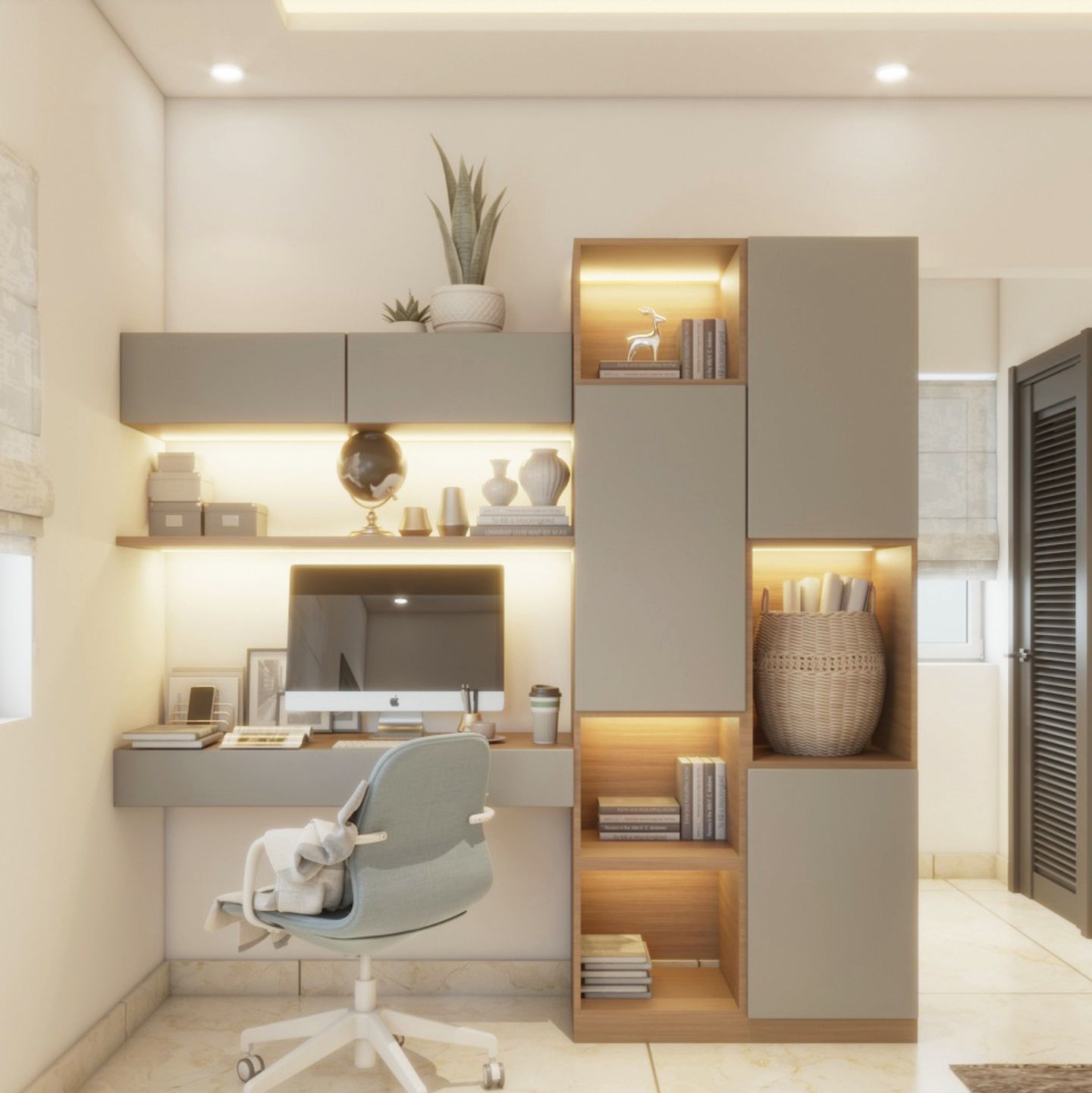 Spacious Home Office Design With Contemporary Decor Livspace