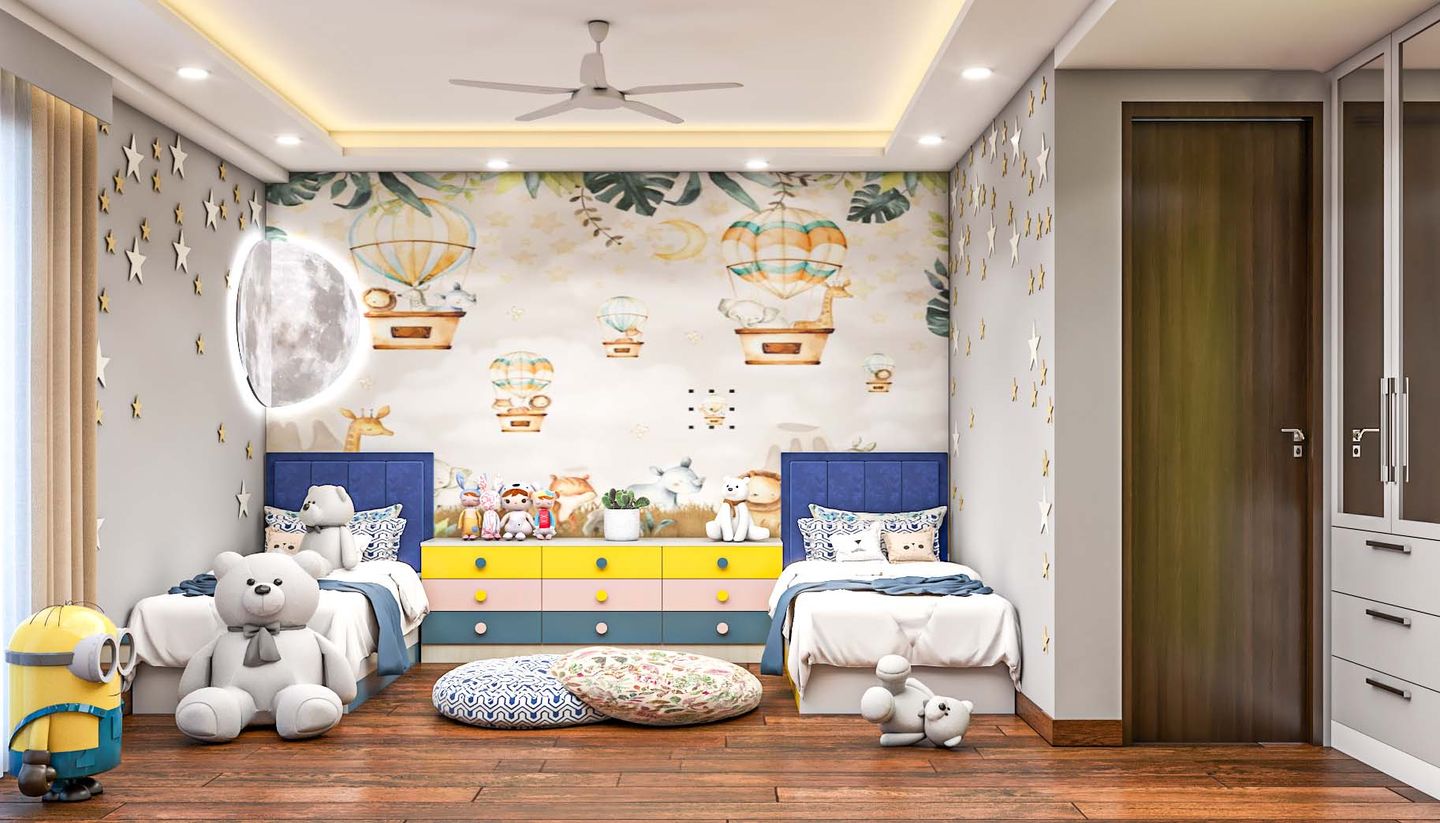 Twin Sharing Kid's Bedroom Design - Livspace