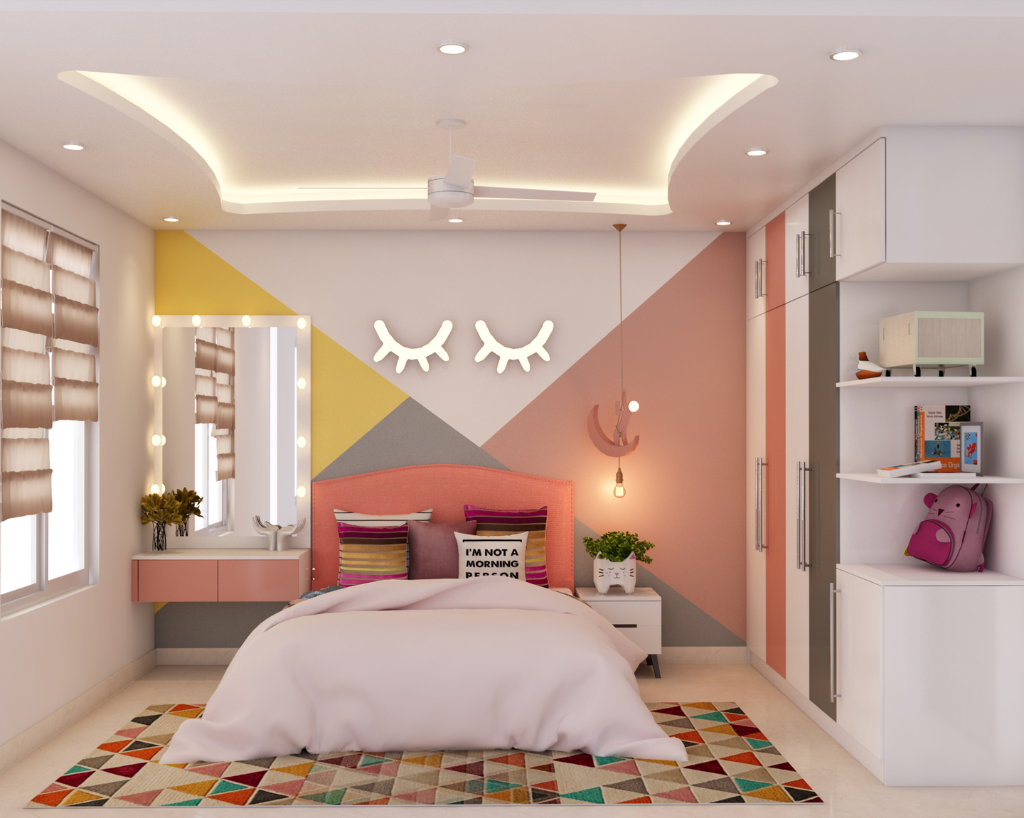 Multifunctional Modern Kids Bedroom With Compact Layout | Livspace