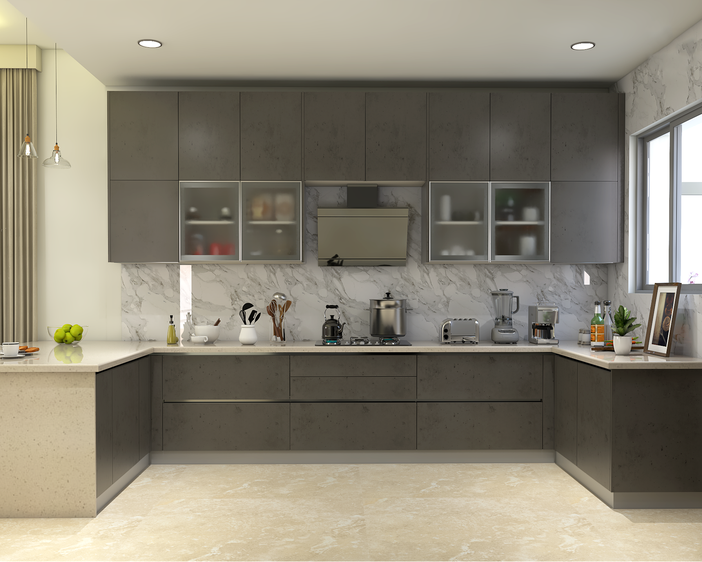 Modern U-Shaped Kitchen - Livspace