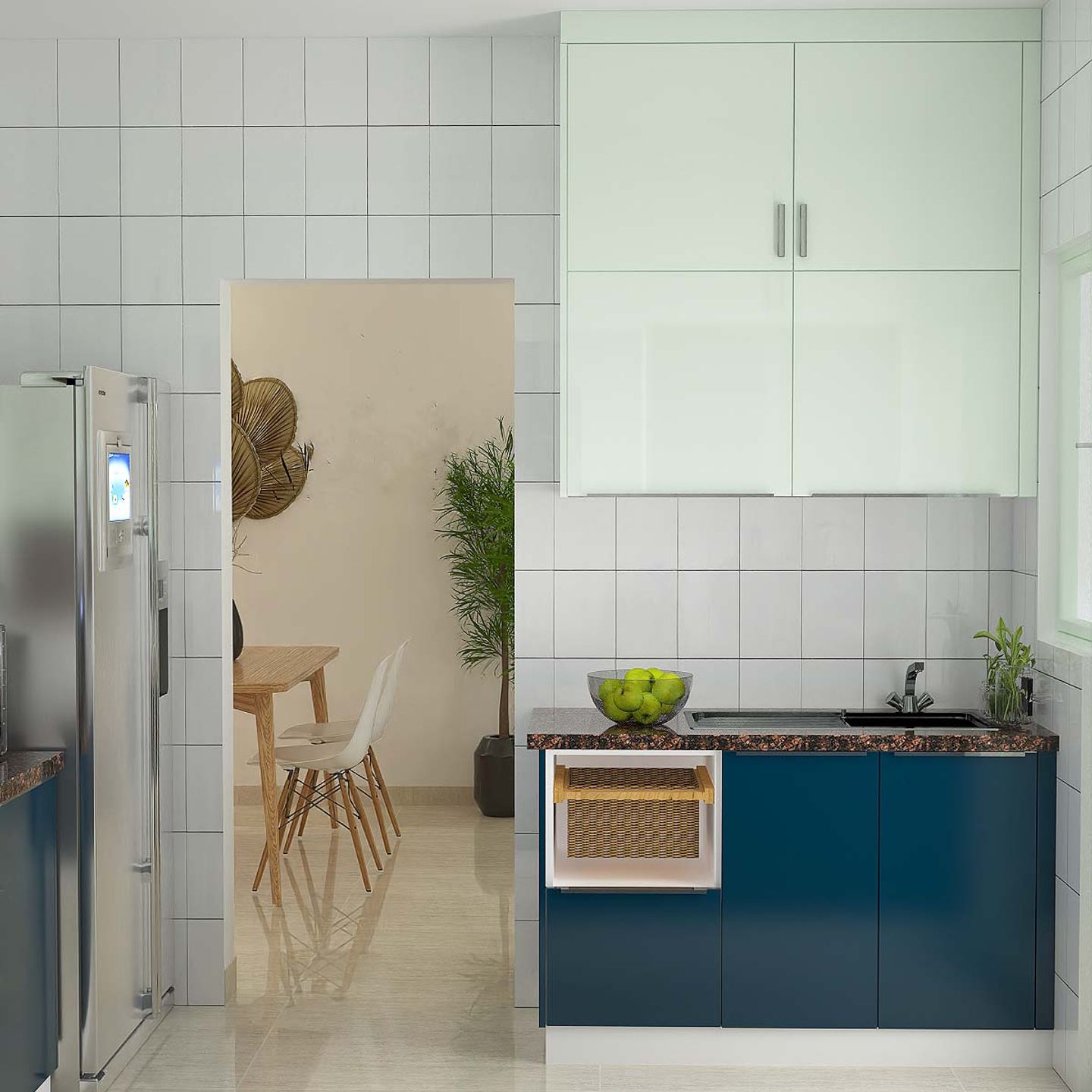 Contemporary Kitchen Cabinet Design In Pastel Shades