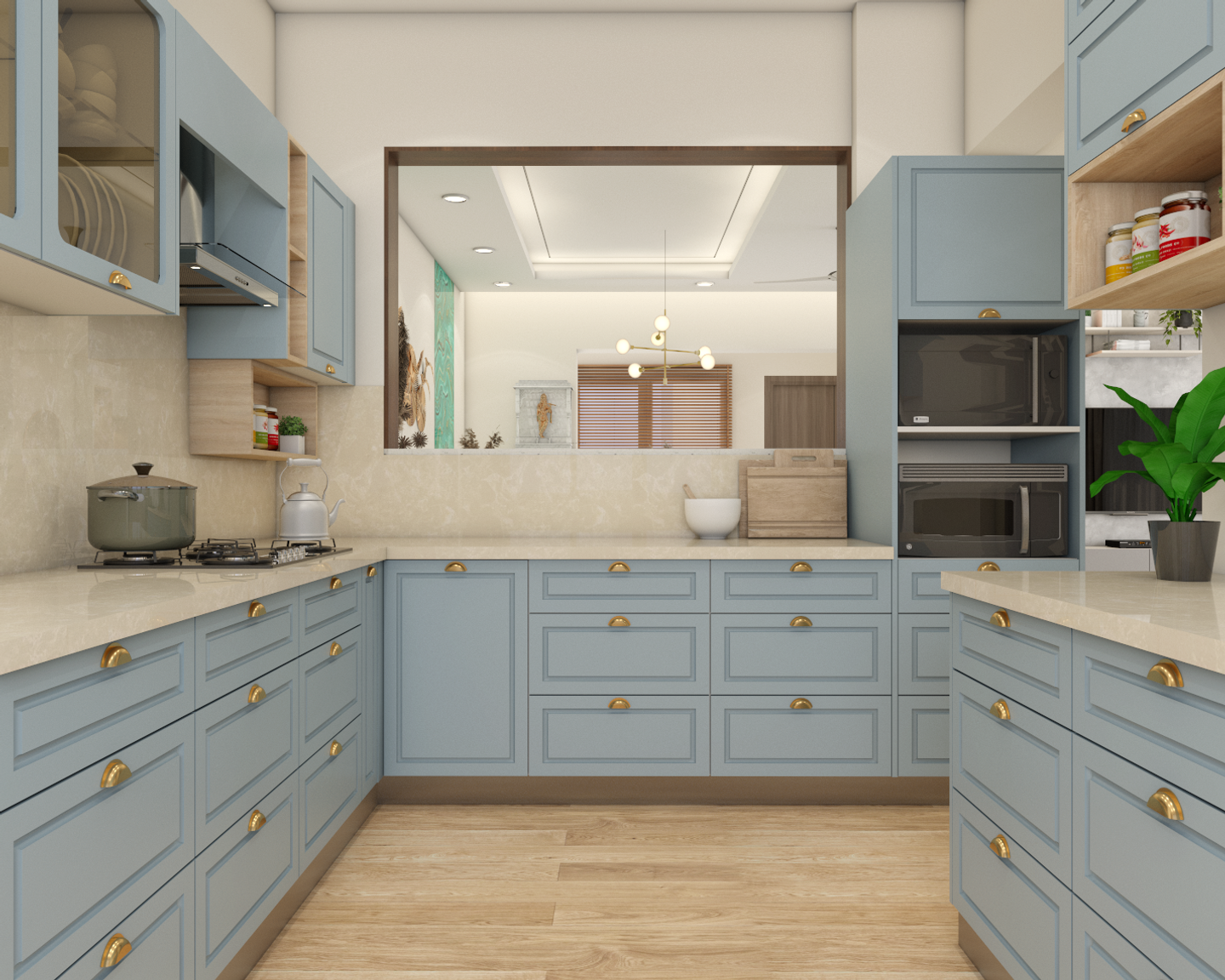 Classic Blue Kitchen Design Idea - Livspace