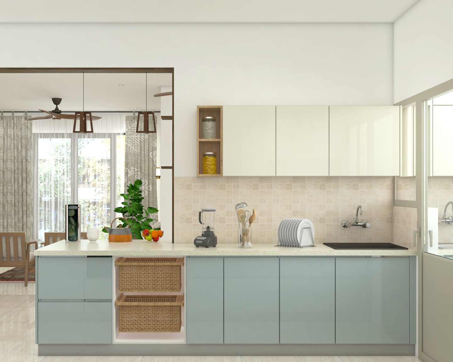 Modern Glossy Modular Kitchen Design