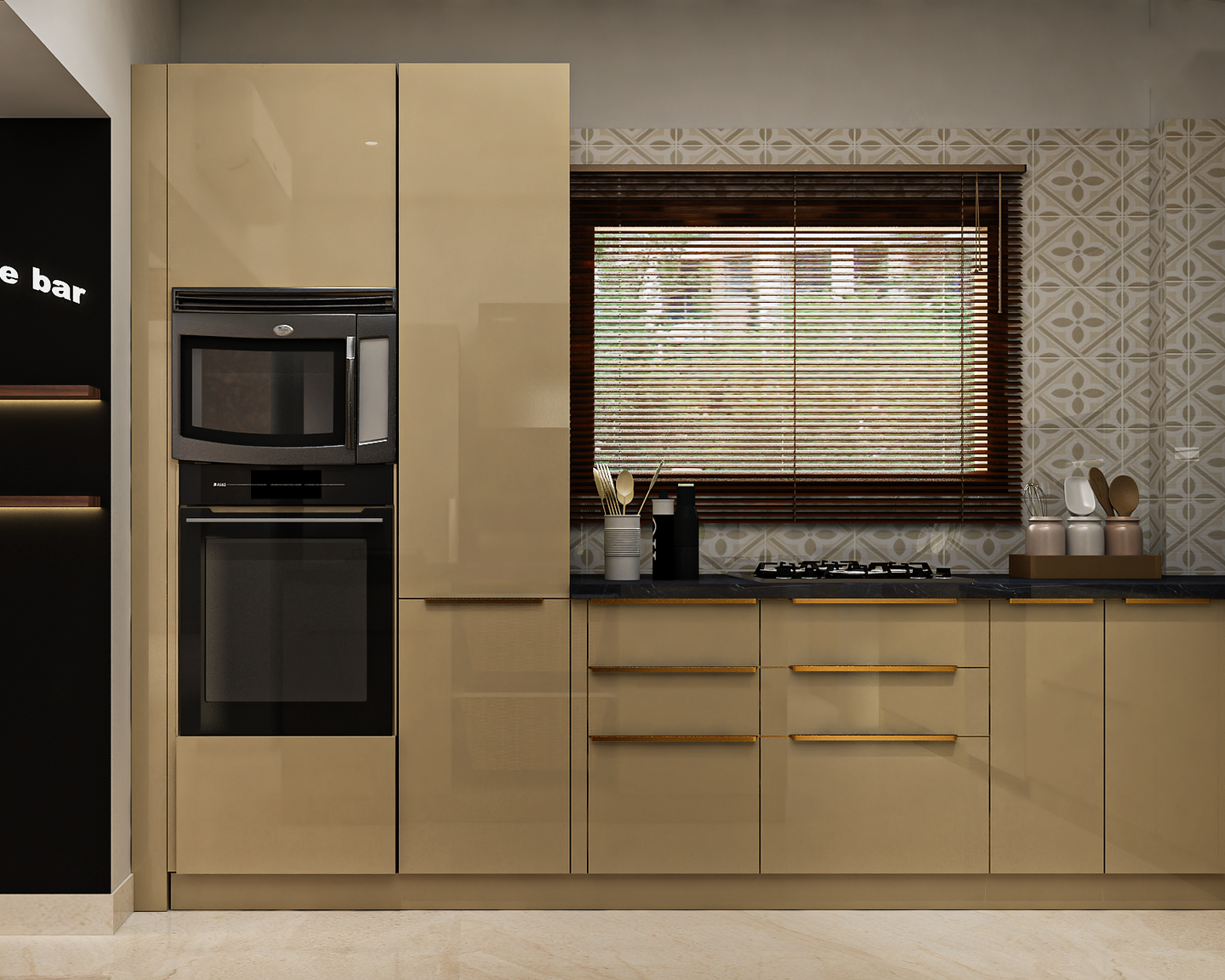 Contemporary Style Compact L-Shaped Kitchen Design