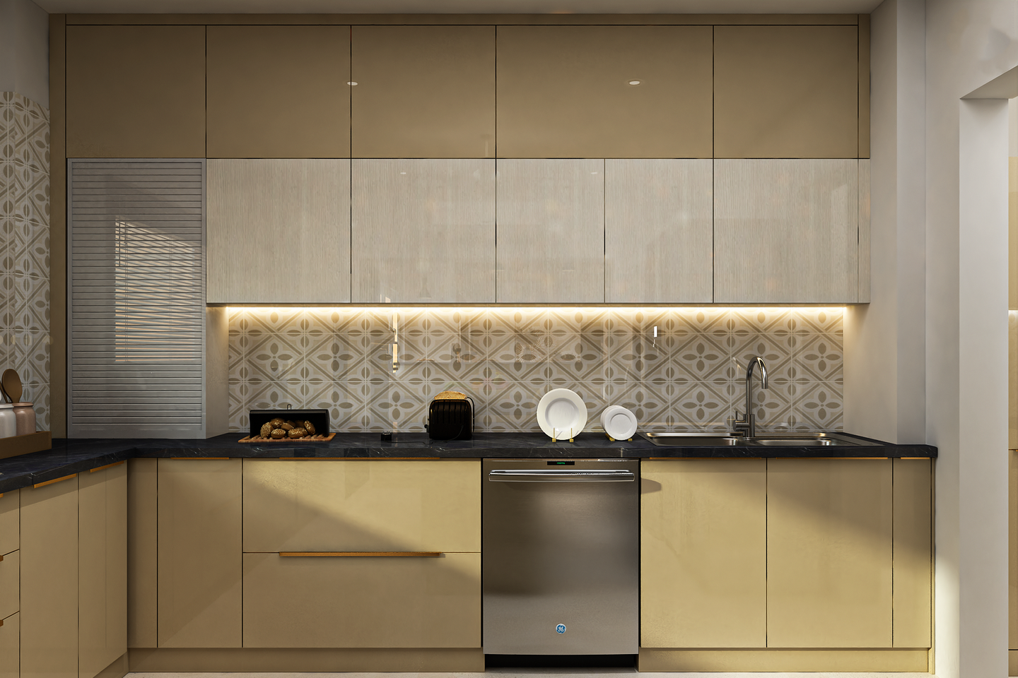 Contemporary Kitchen Design With Cove Lights - Livspace