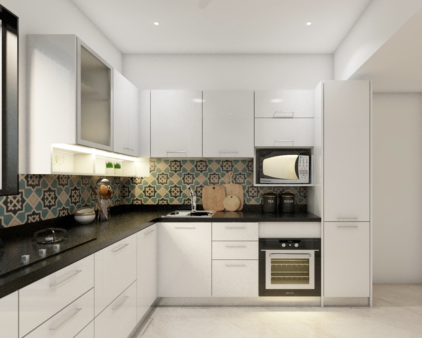 White Modern Kitchen – Livspace
