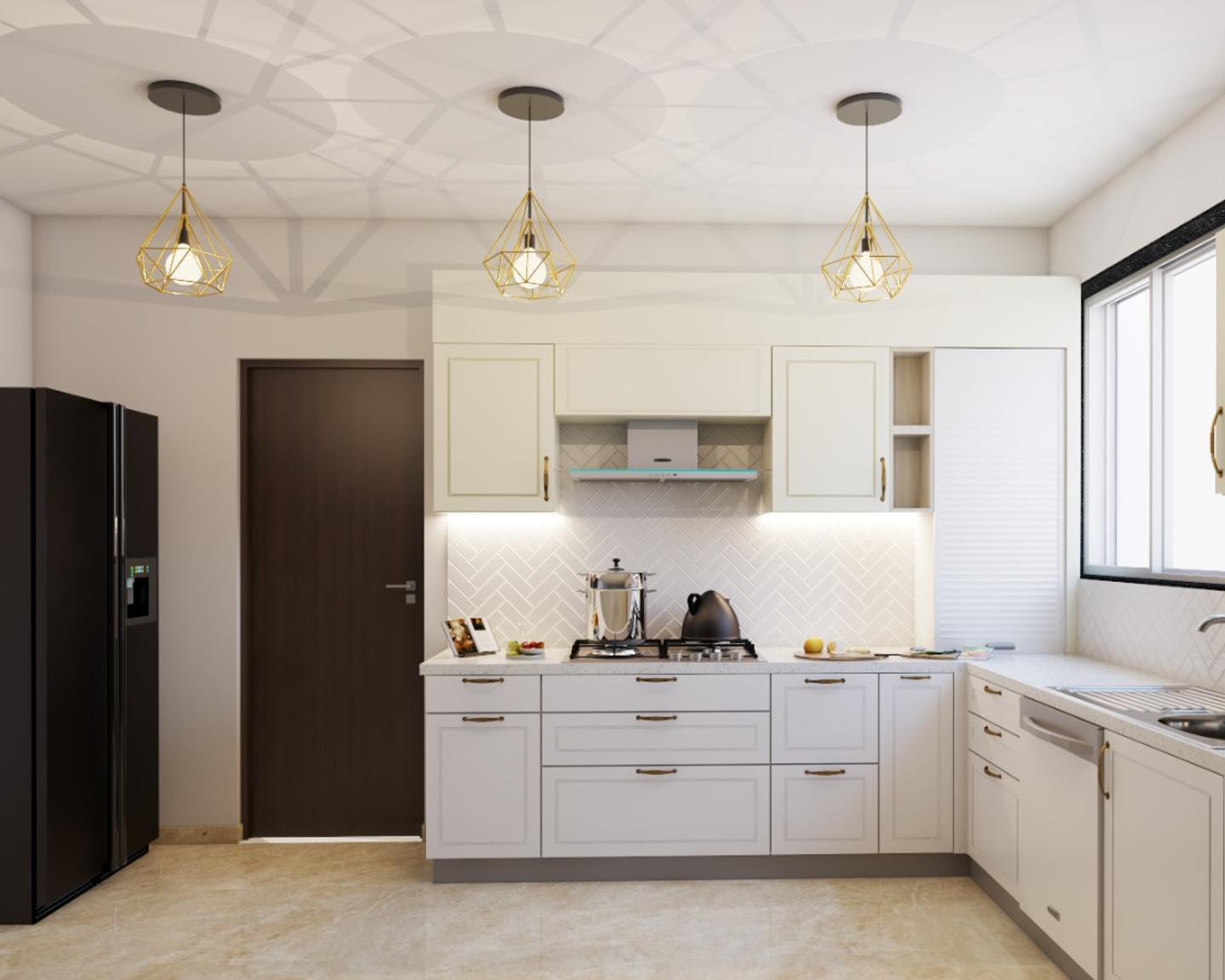 Modular All-White Kitchen Design - Livspace