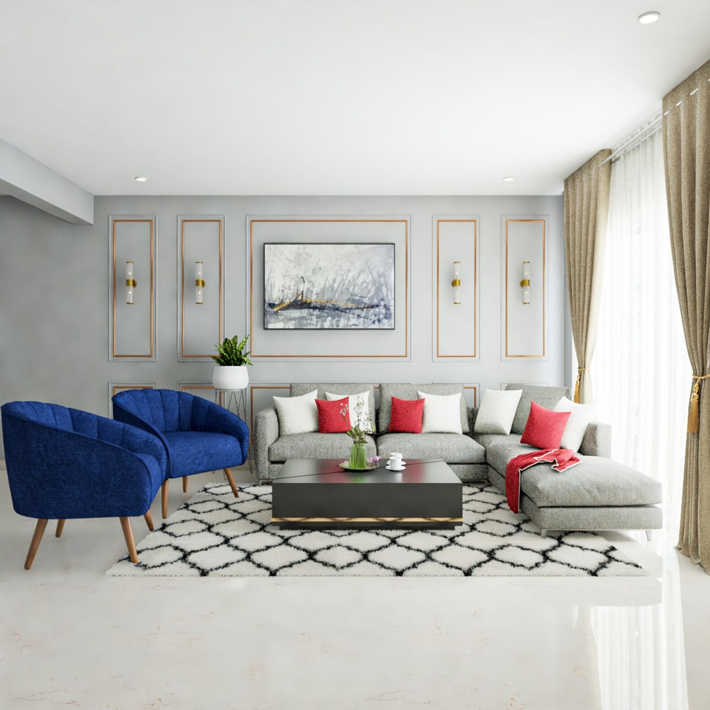 Modern Living Room Design - Livspace