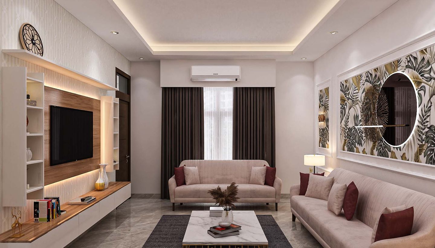 Spacious Living Room Design With Sofa Set | Livspace