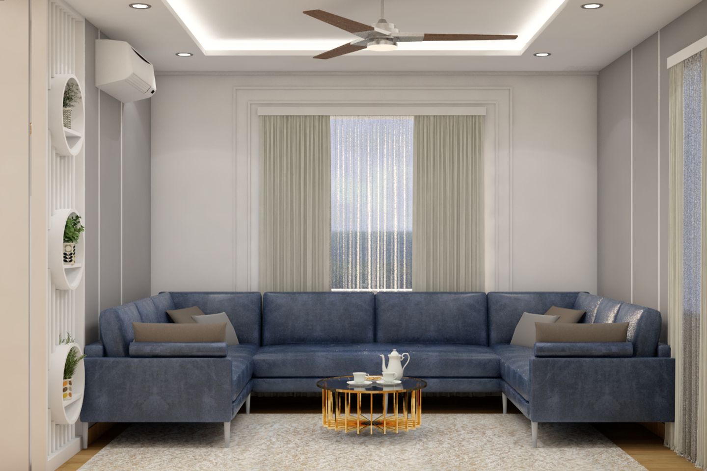 Blue Living Room Design - Livspace