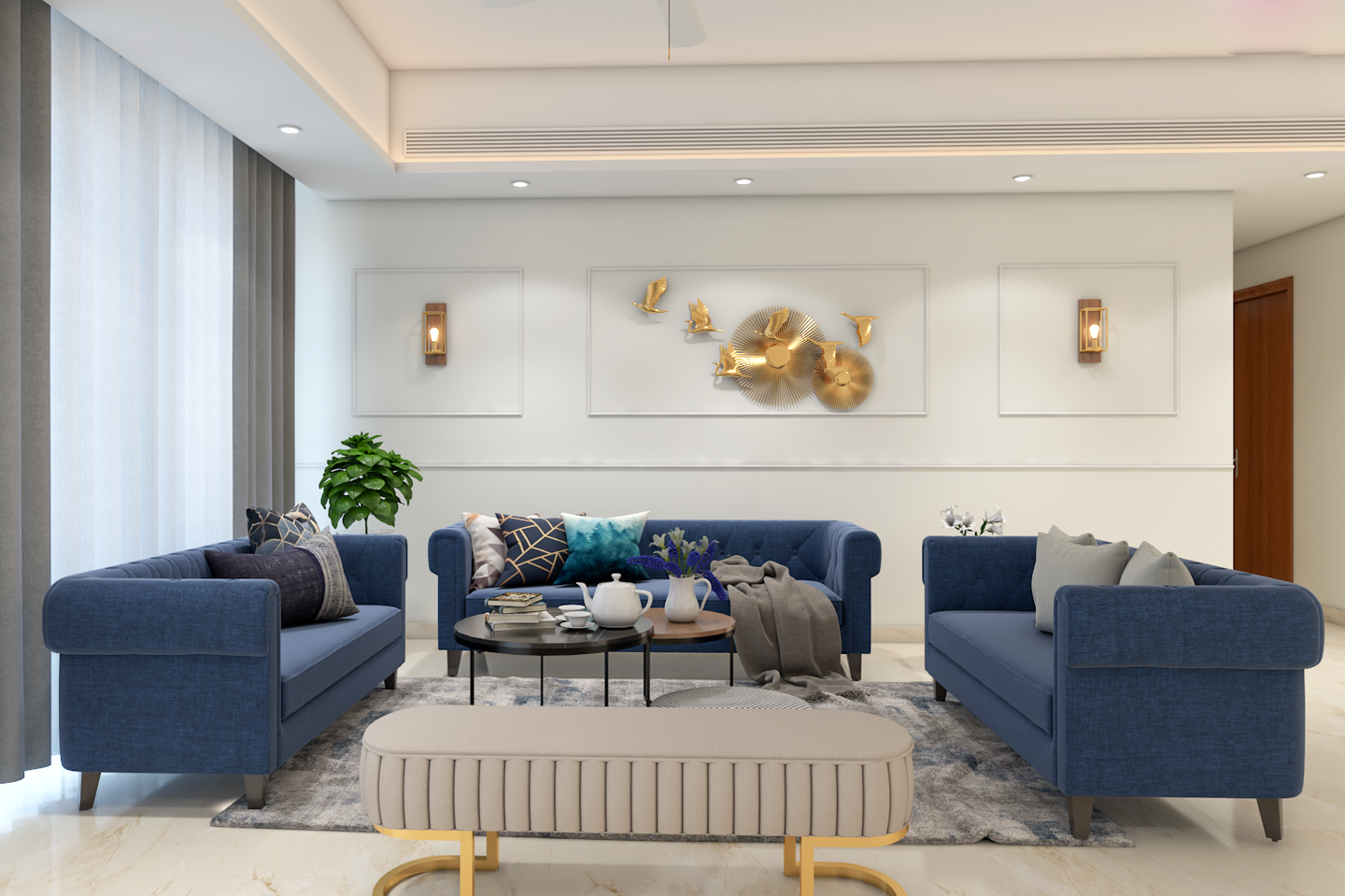 Low Maintenance Spacious For Rental Living Room Design | Livspace