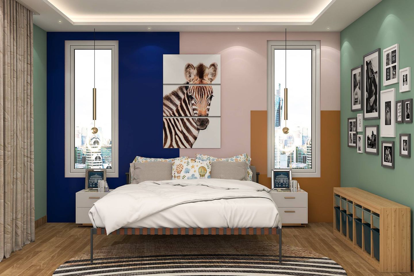 Colourful Master Bedroom Design - Livspace