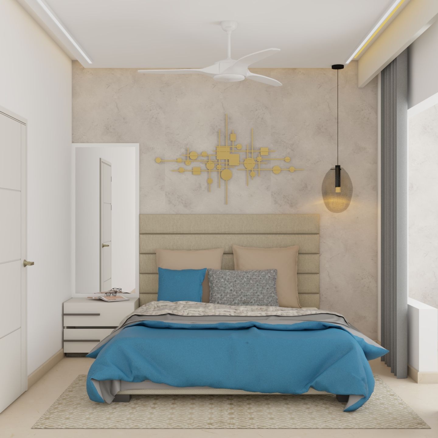 Compact Master Bedroom Design With Double Bed | Livspace