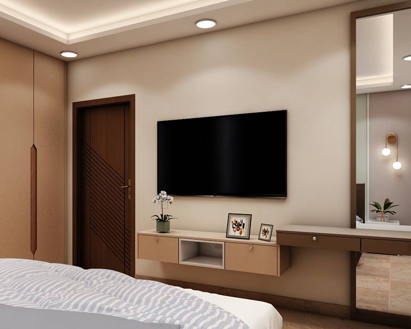 Modern Master Bedroom Design With Warm Lighting