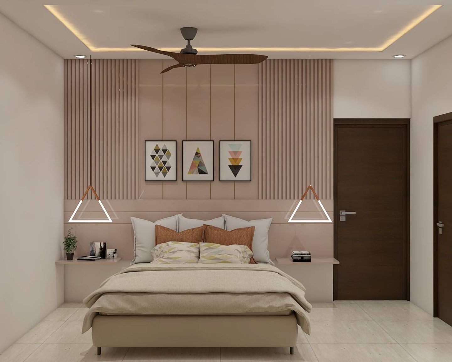 Beige Guest Bedroom Design - Livspace