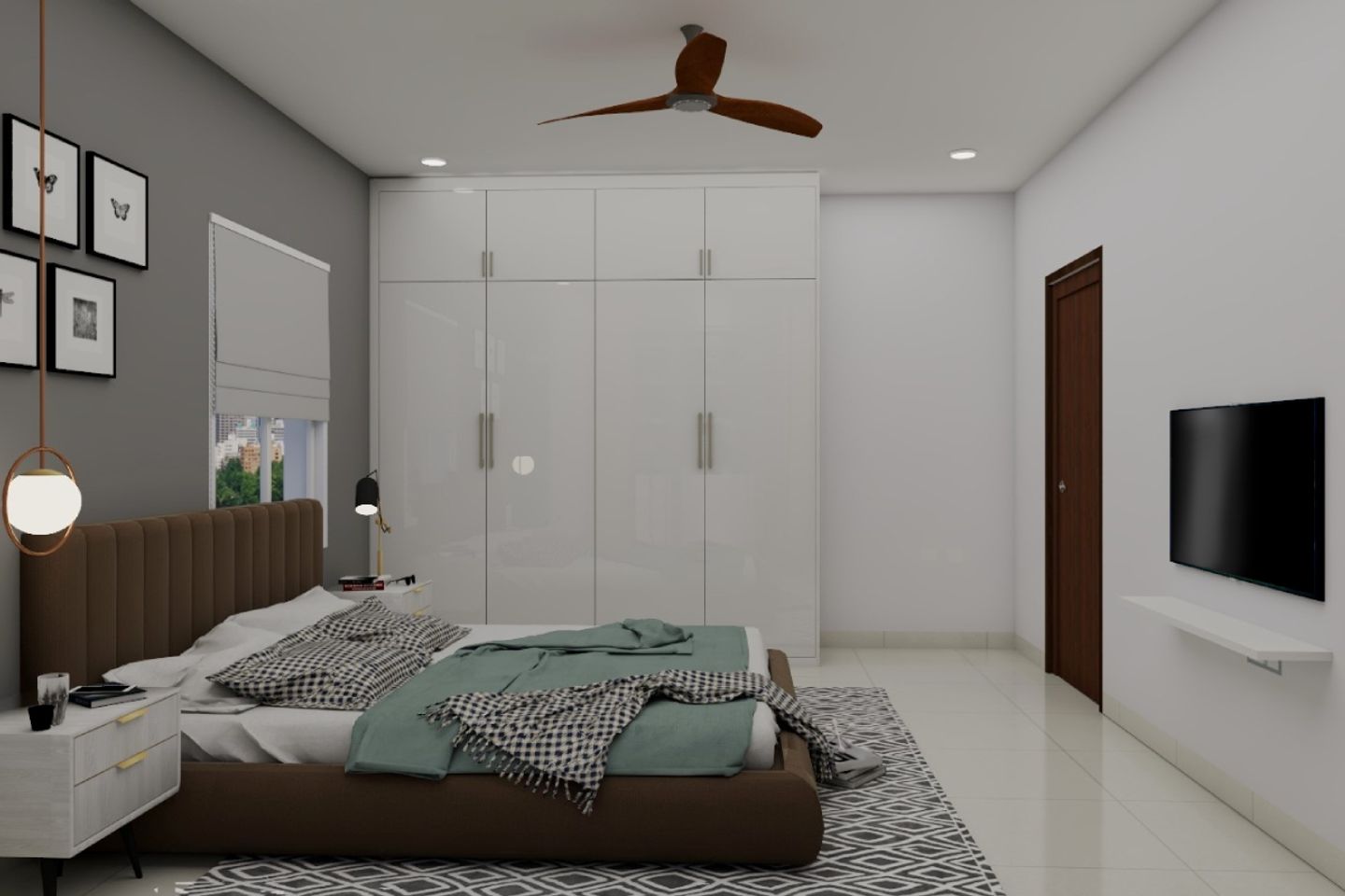 Modern Master Bedroom Design With Grey Accent Wall