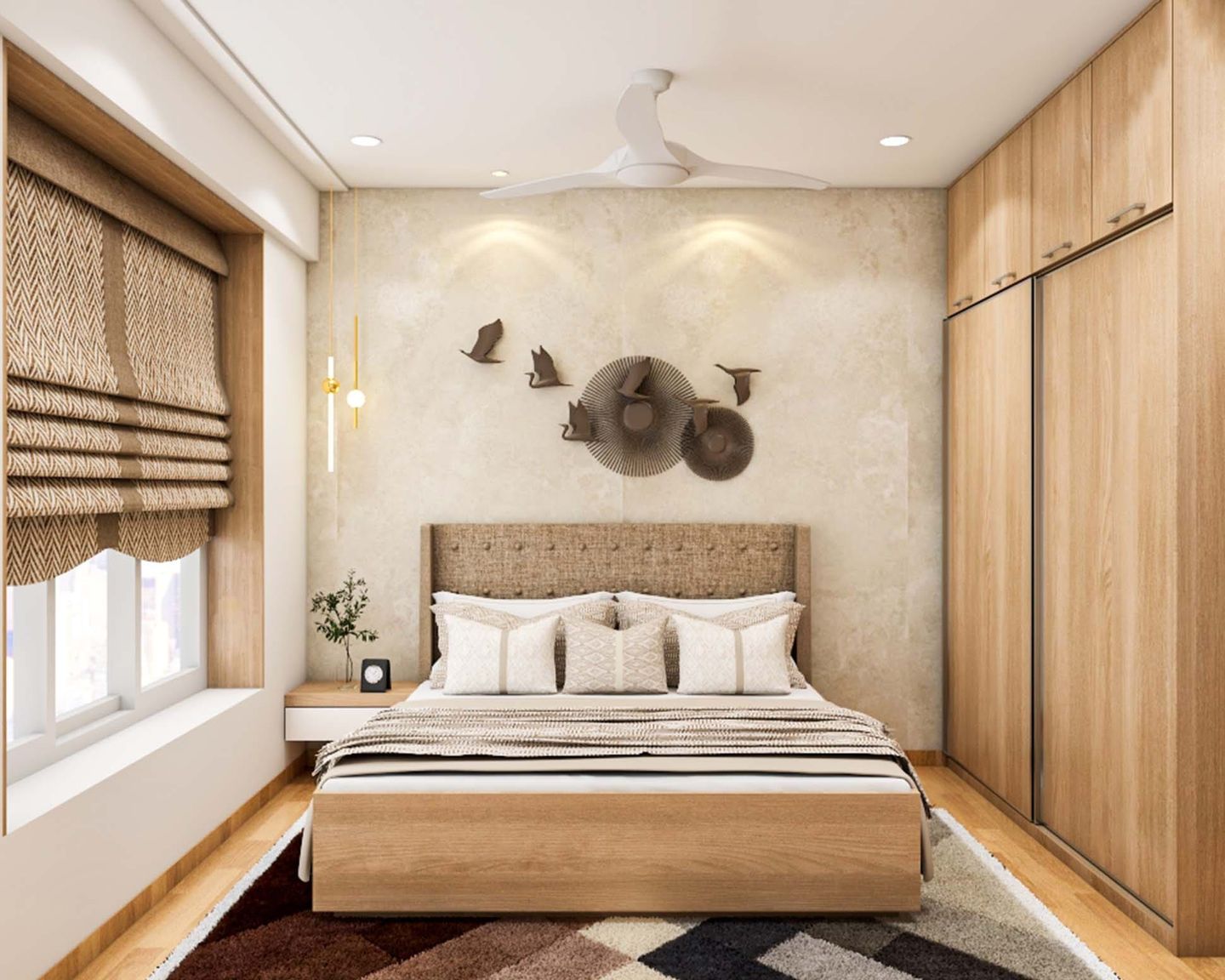 Contemporary Guest Room With Sliding Wardrobe | Livspace