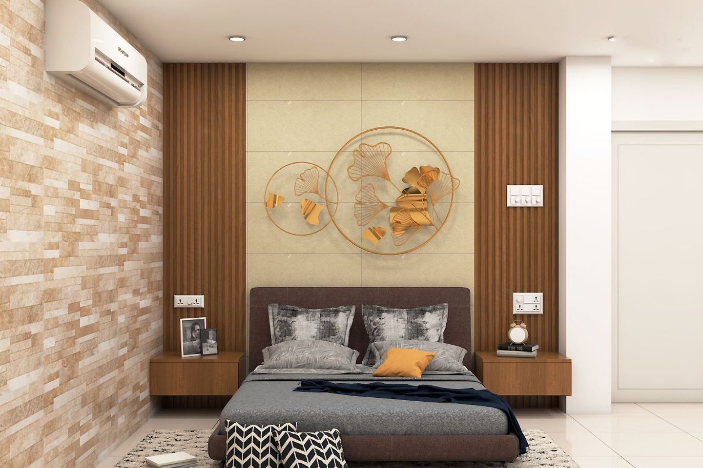 Spacious Master Bedroom Design With Accent Wall | Livspace