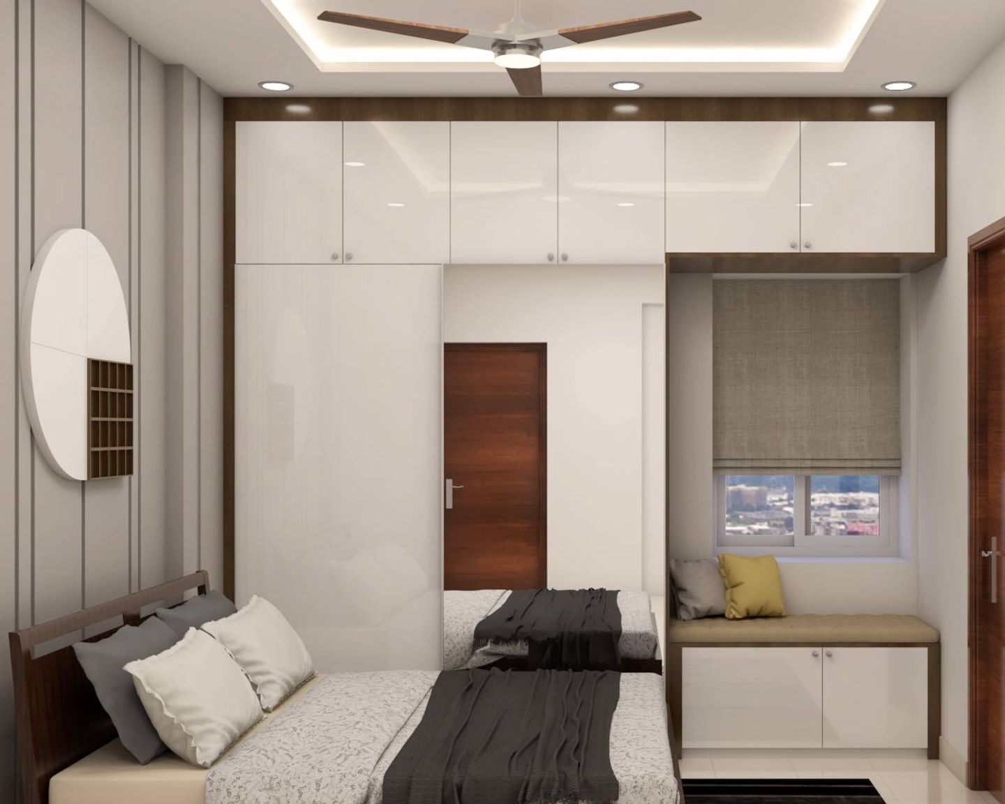 Modernistic Master Bedroom Design With Sliding Wardrobe | Livspace