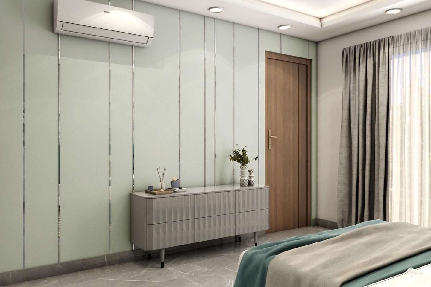 Spacious Floral Master Bedroom Design Livspace