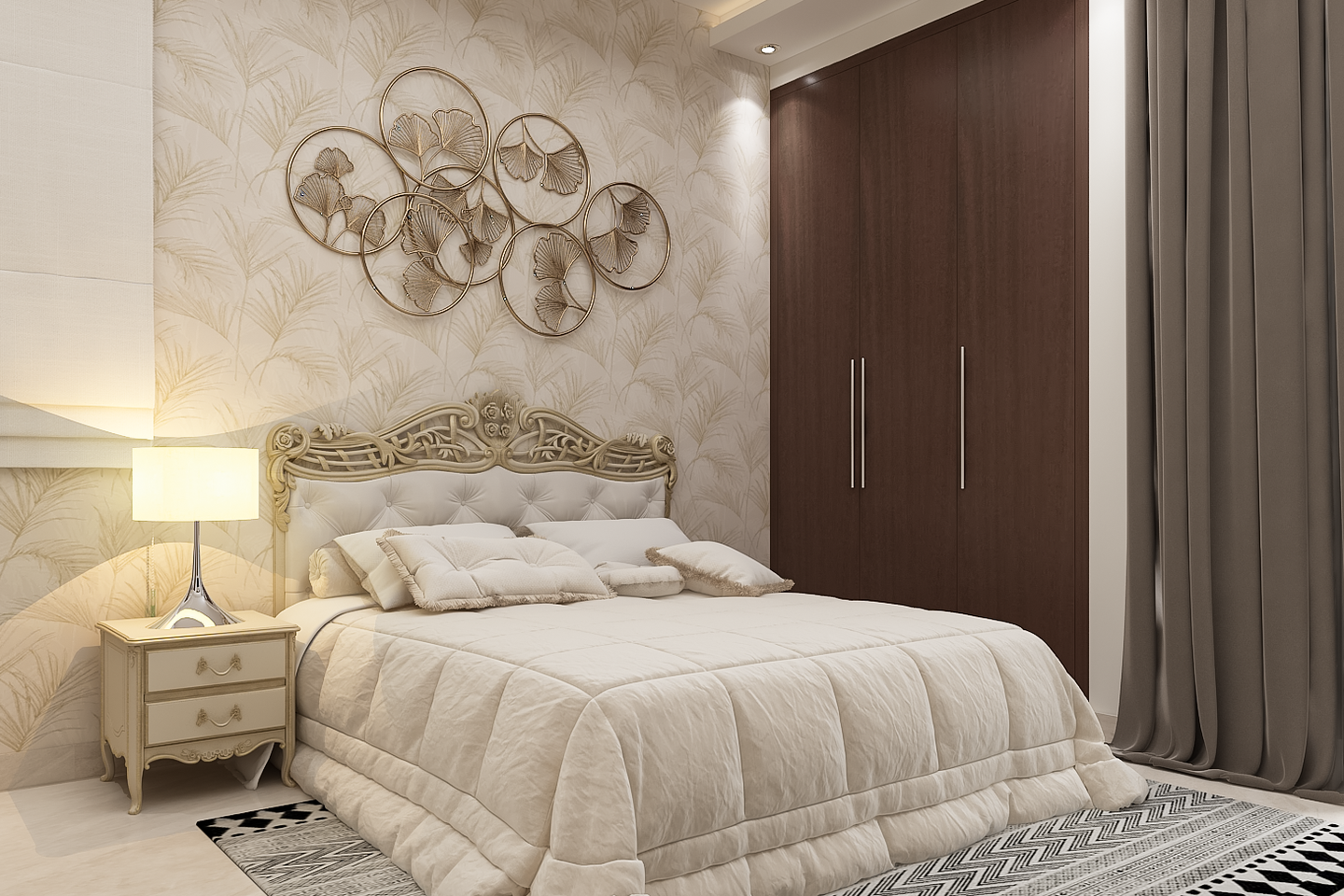 Traditional Beige Master Bedroom - Livspace