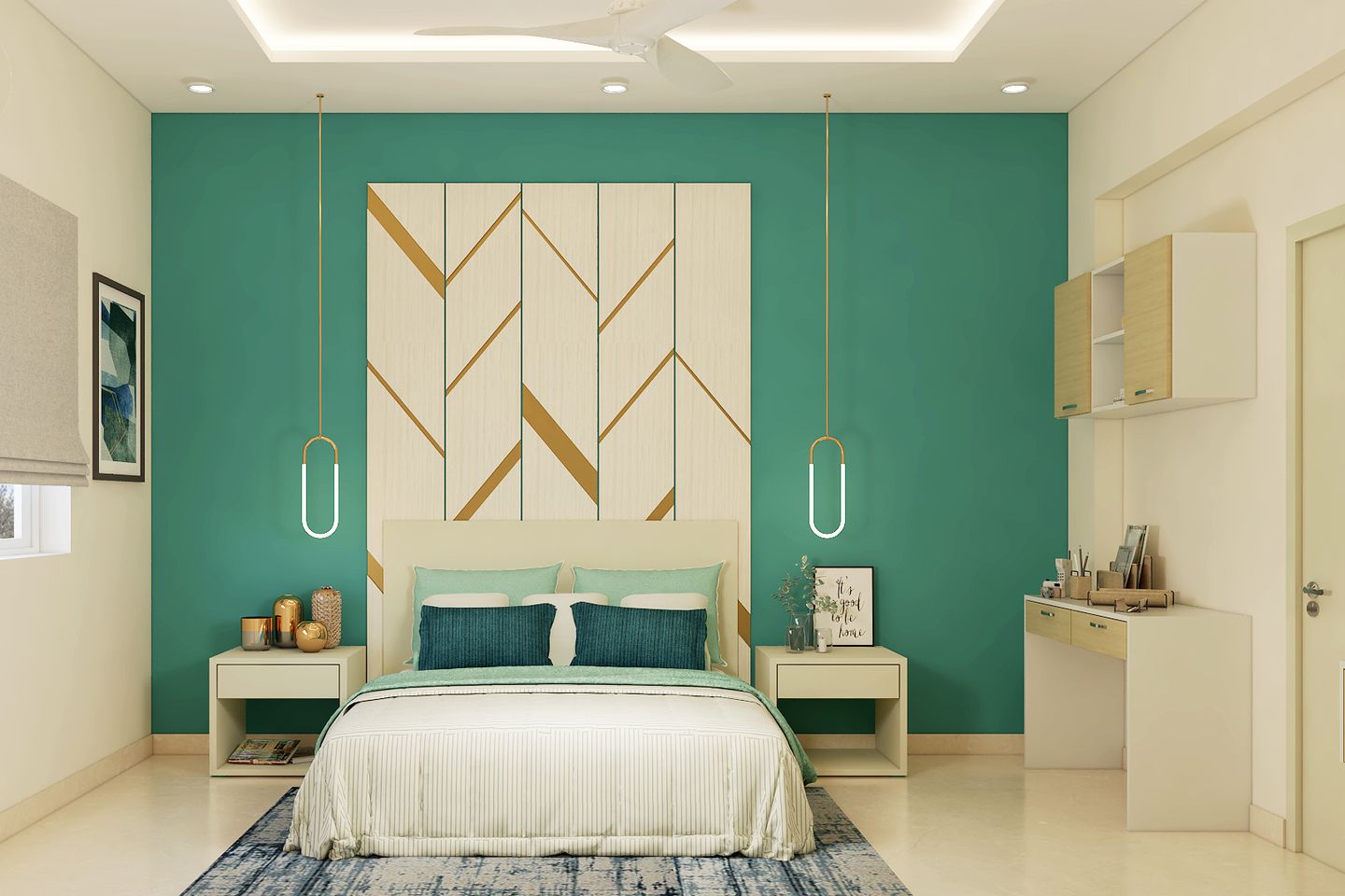 Modern Green Master Bedroom - Livspace