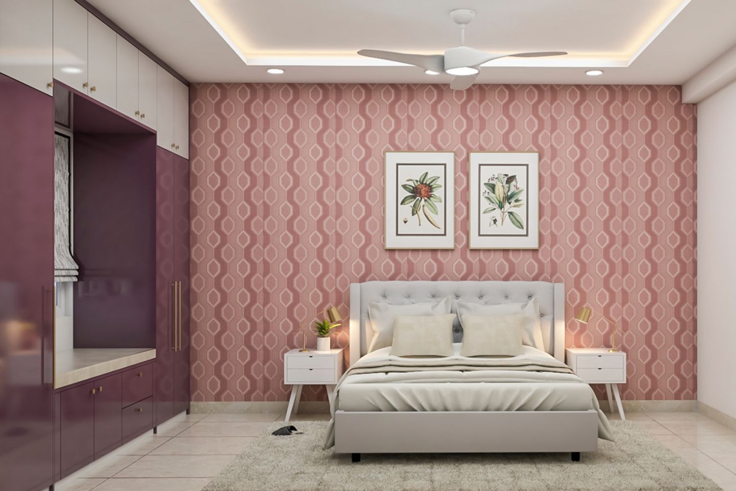 Spacious Pink Master Bedroom - Livspace