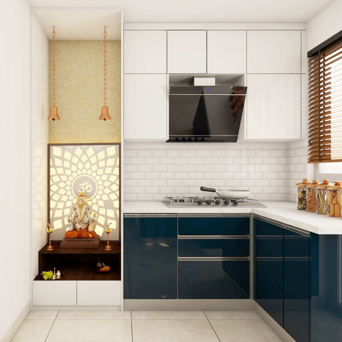 Pooja Room Design Within Kitchen - Livspace