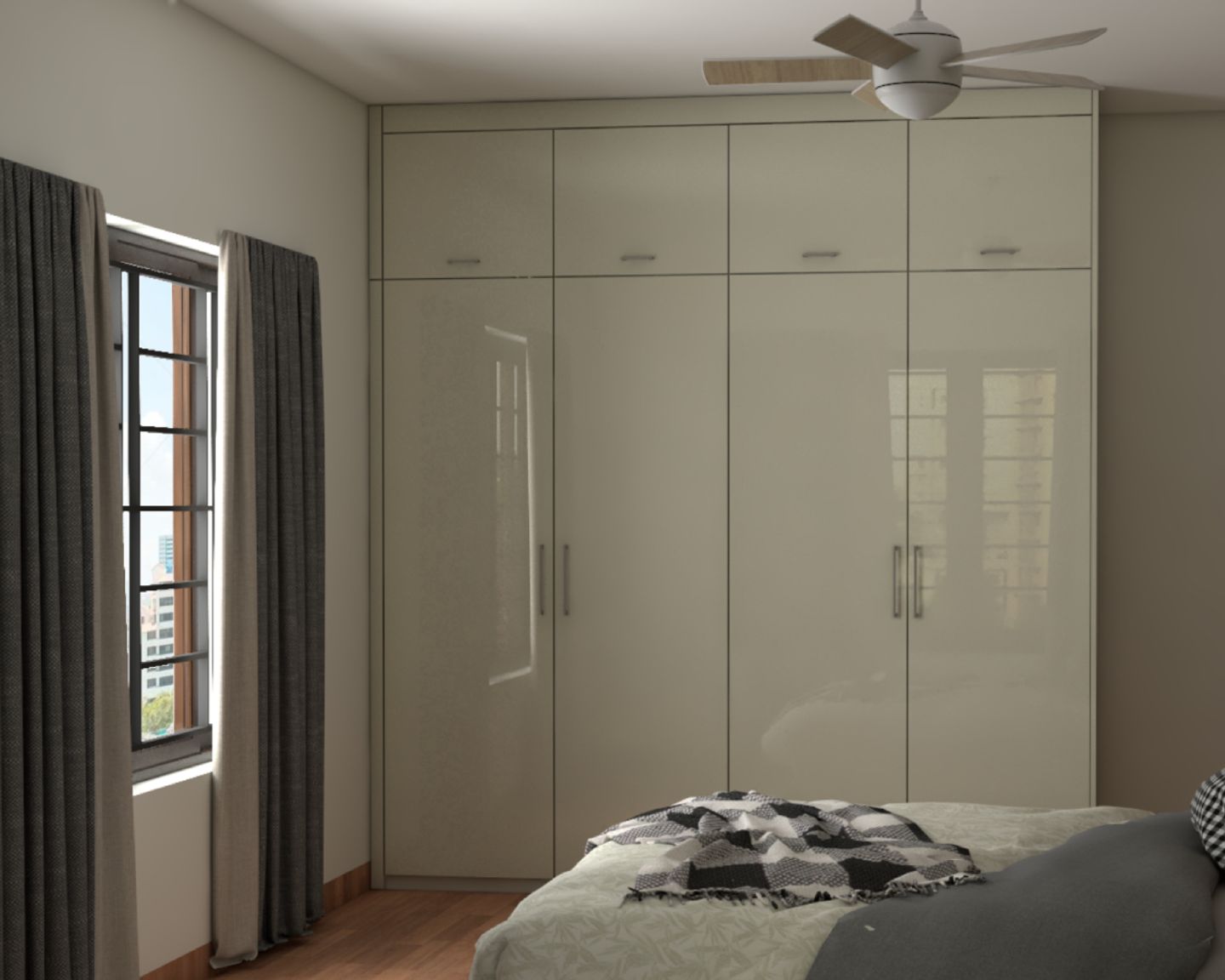 Modern Compact Wardrobe Design With Glossy Shutters Livspace 4469