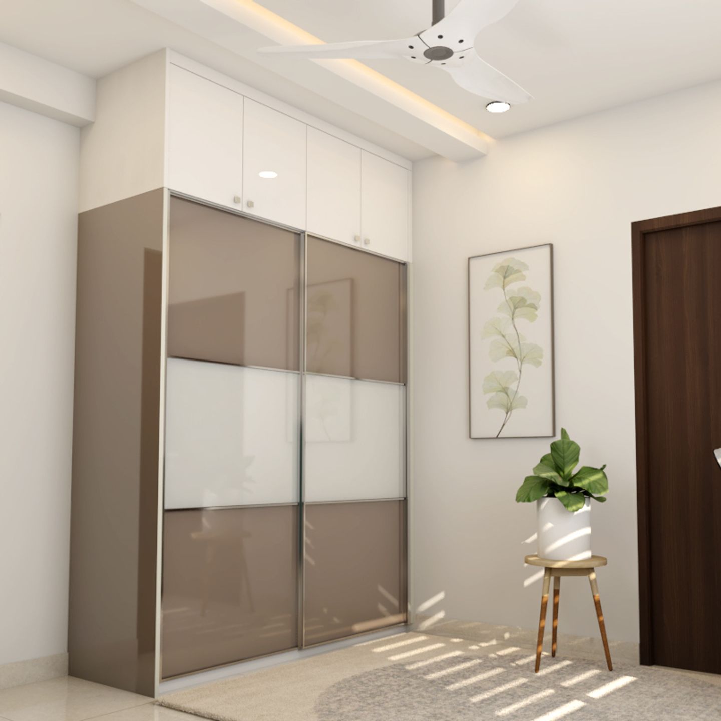 Beige Toned Modern Style Wardrobe Design Livspace 4781