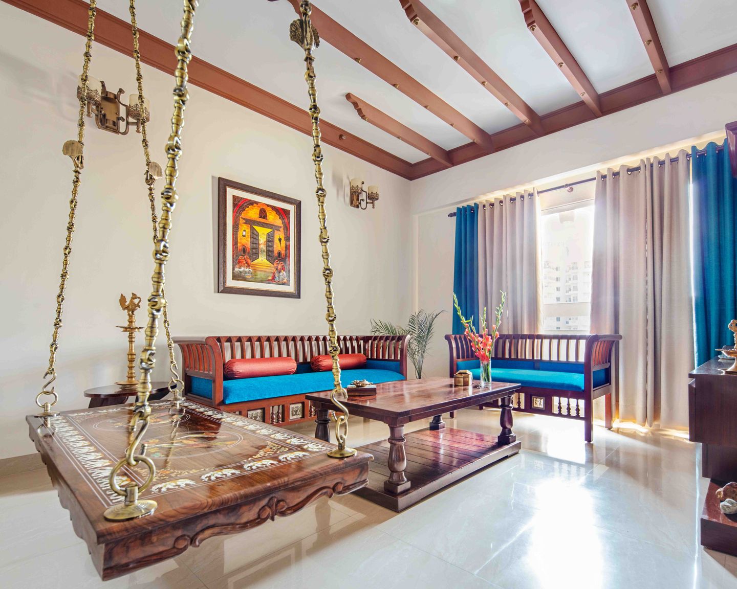 Bhk Transitional Flat In Noida With Closed Mandir Design Livspace