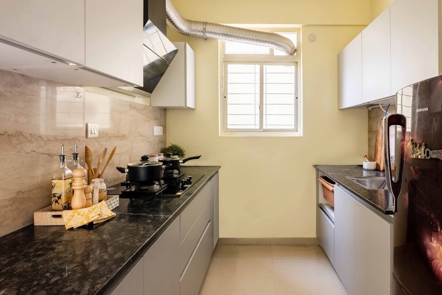 7x7 Ft Dove Grey Parallel Modular Kitchen - Livspace