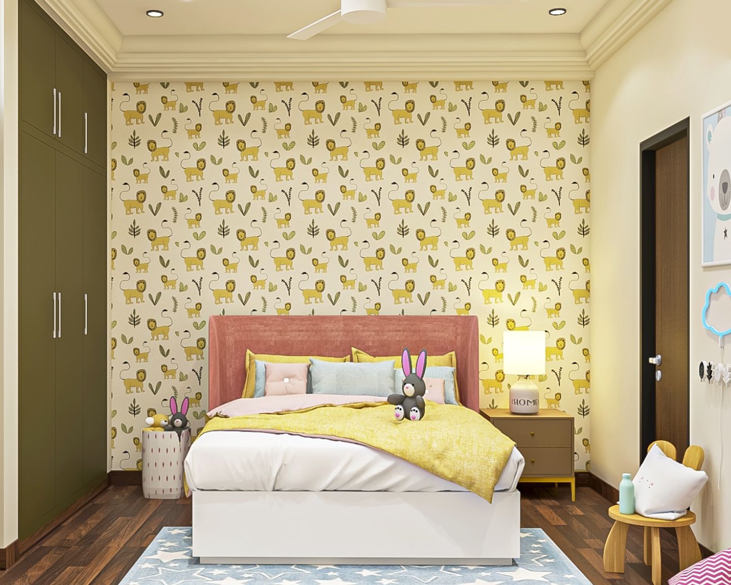 Animal-Inspired Bedroom Wallpaper Design For Kids | Livspace