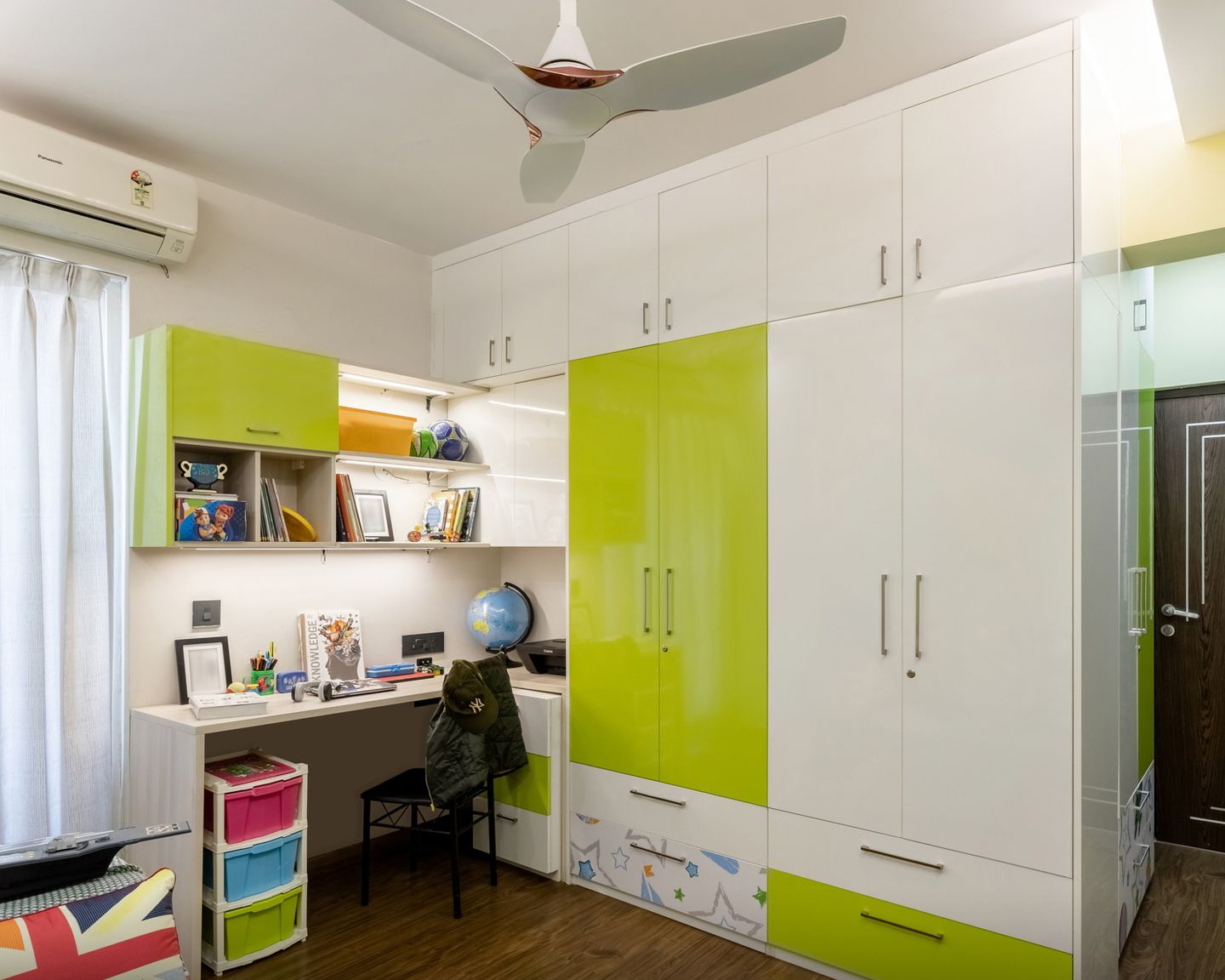 Frosty Lime And White Wardrobe Design - Livspace