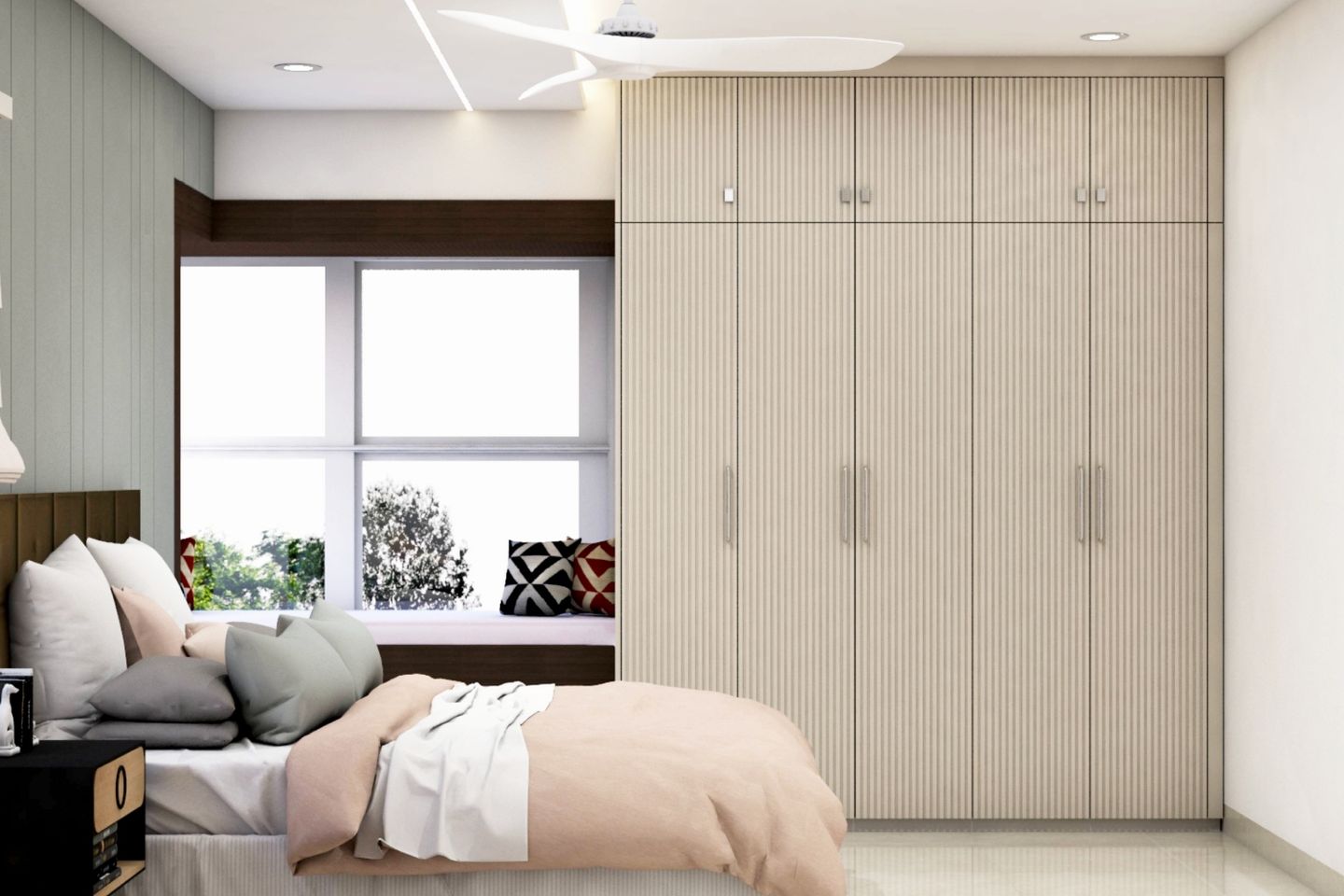 Contemporary Pumice Grey Wardrobe with Suede Finish - Livspace