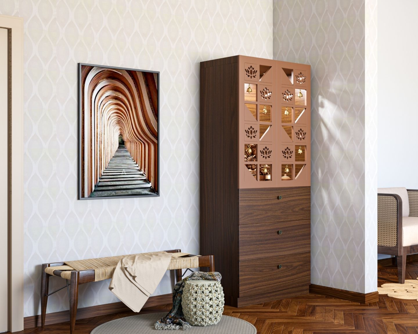 EcoFriendly MidCentury Modern Crivelli Trellis Wallpaper Design in