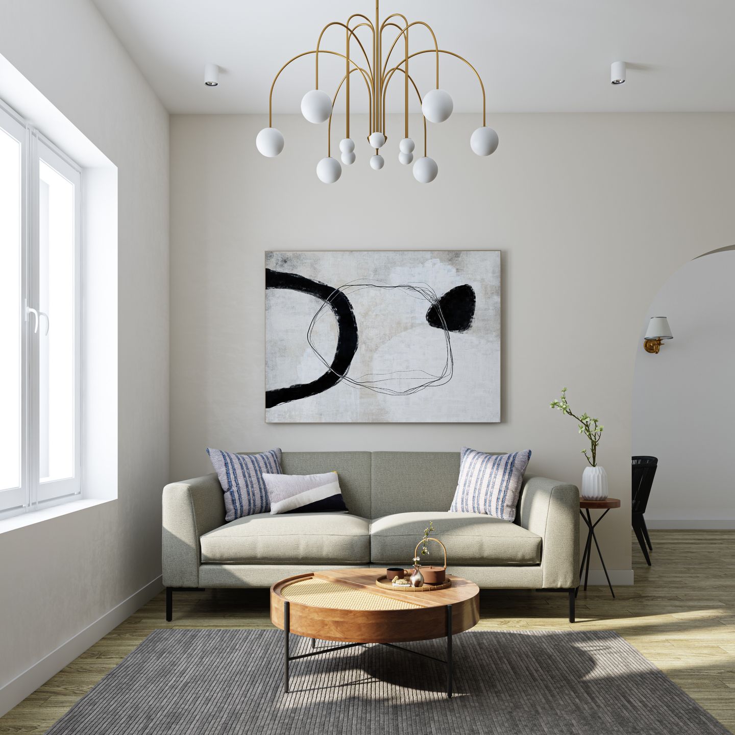 Compact Sized Convenient Living Room Design | Livspace