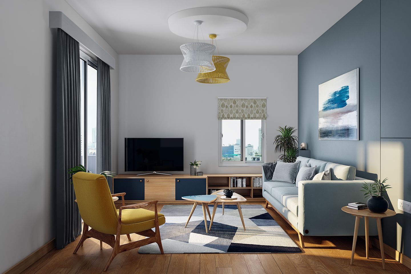 Spacious Living Room Design - Livspace