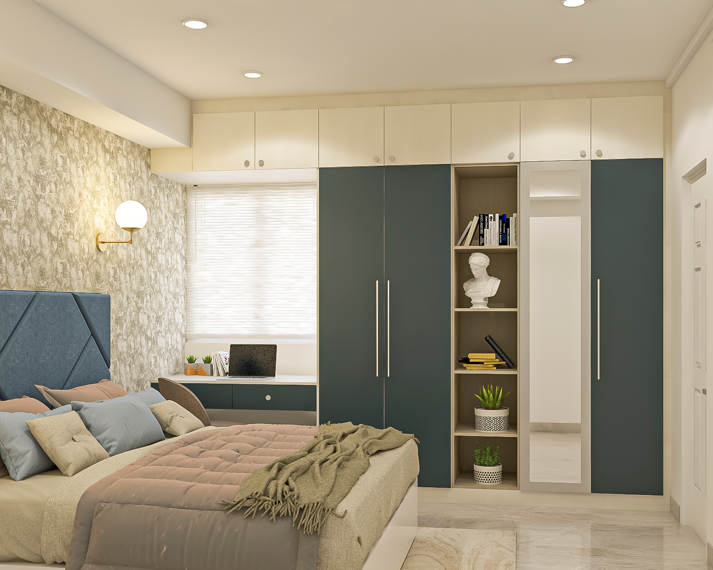 Multifunctional Contemporary Guest Bedroom Interiors Design - Livspace