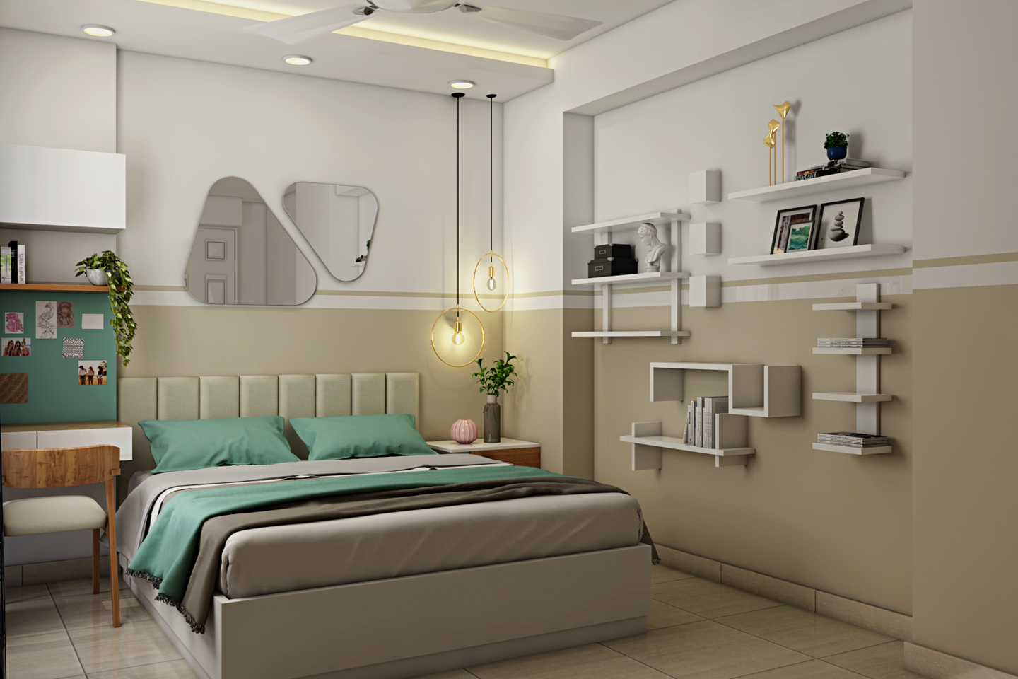 Modern Bedroom with Blue Tones  - Livspace