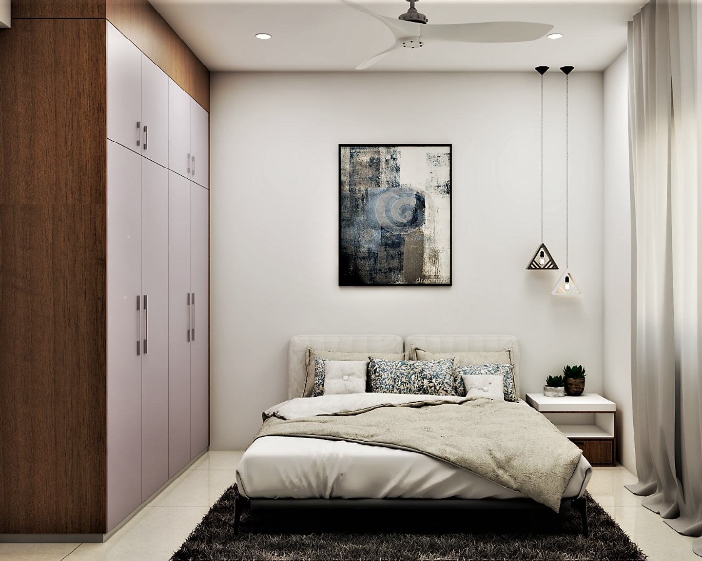 Modern Light Pinkish Bedroom - Livspace