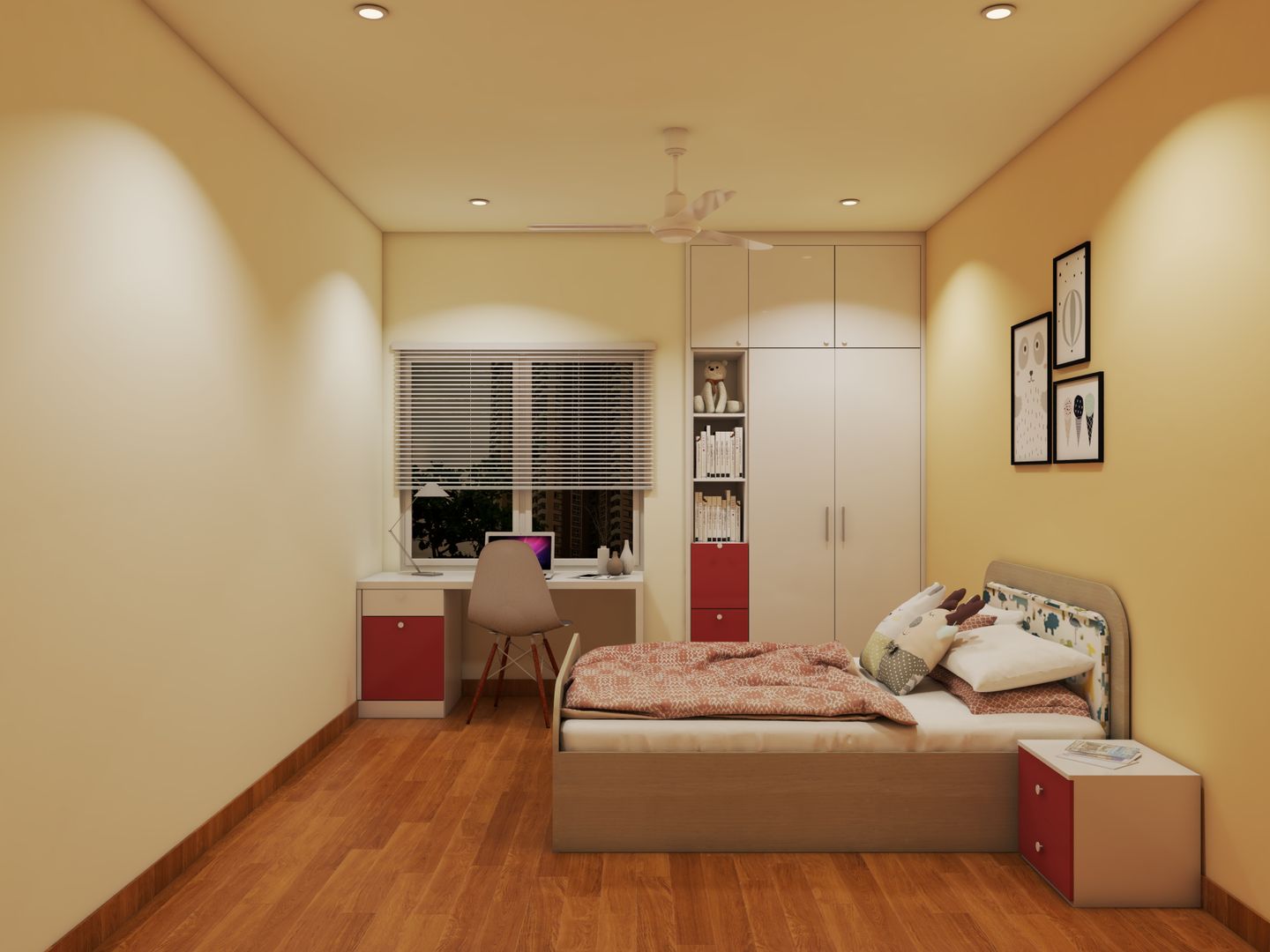 Spacious Bedroom with Wooden Flooring - Livspace