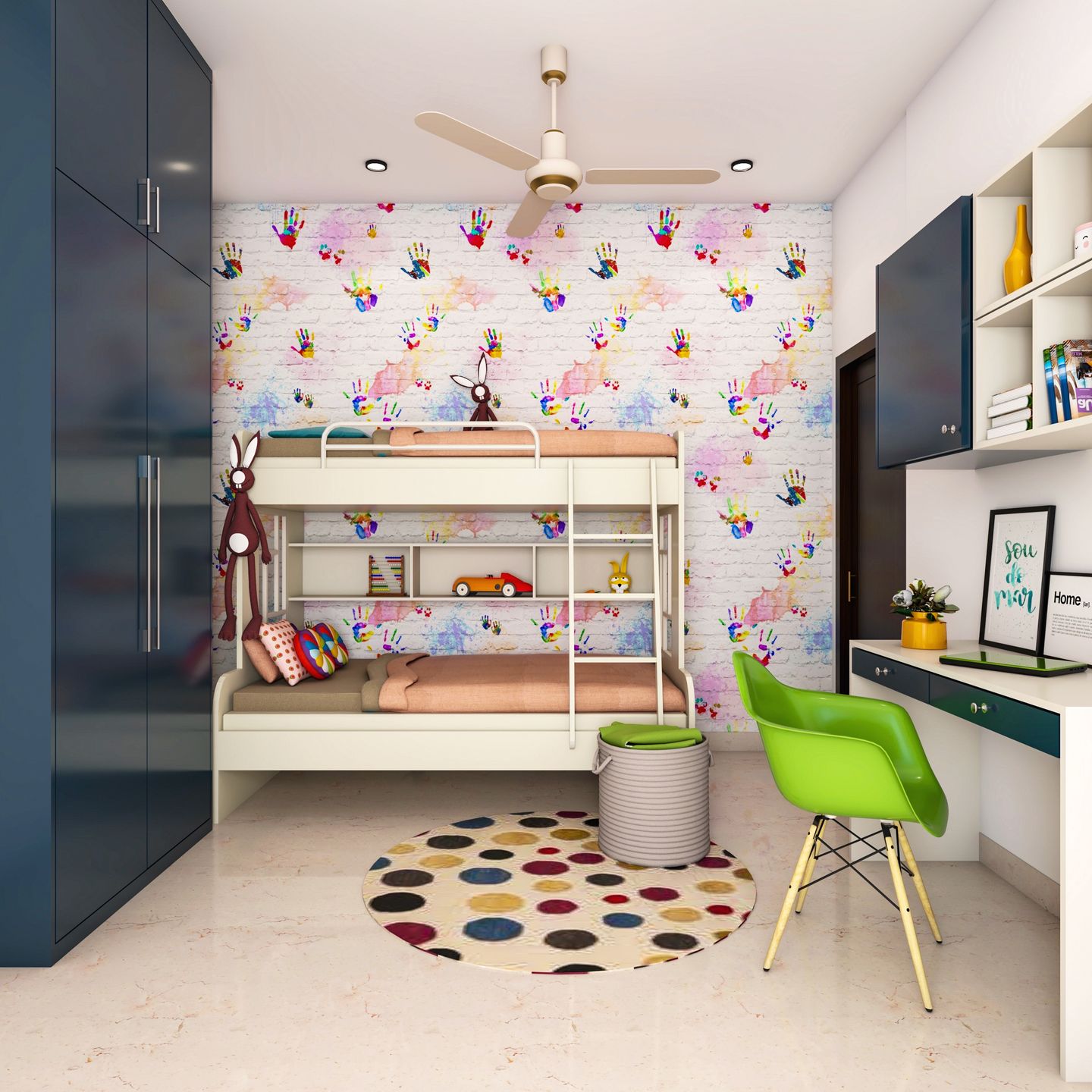 Colourful Kids Bedroom - Livspace