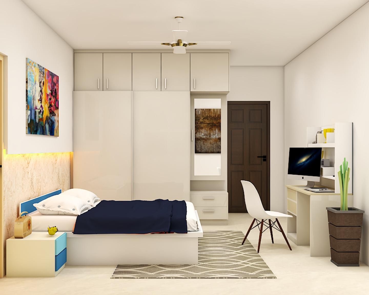 Beige Coloured Bedroom - Livspace