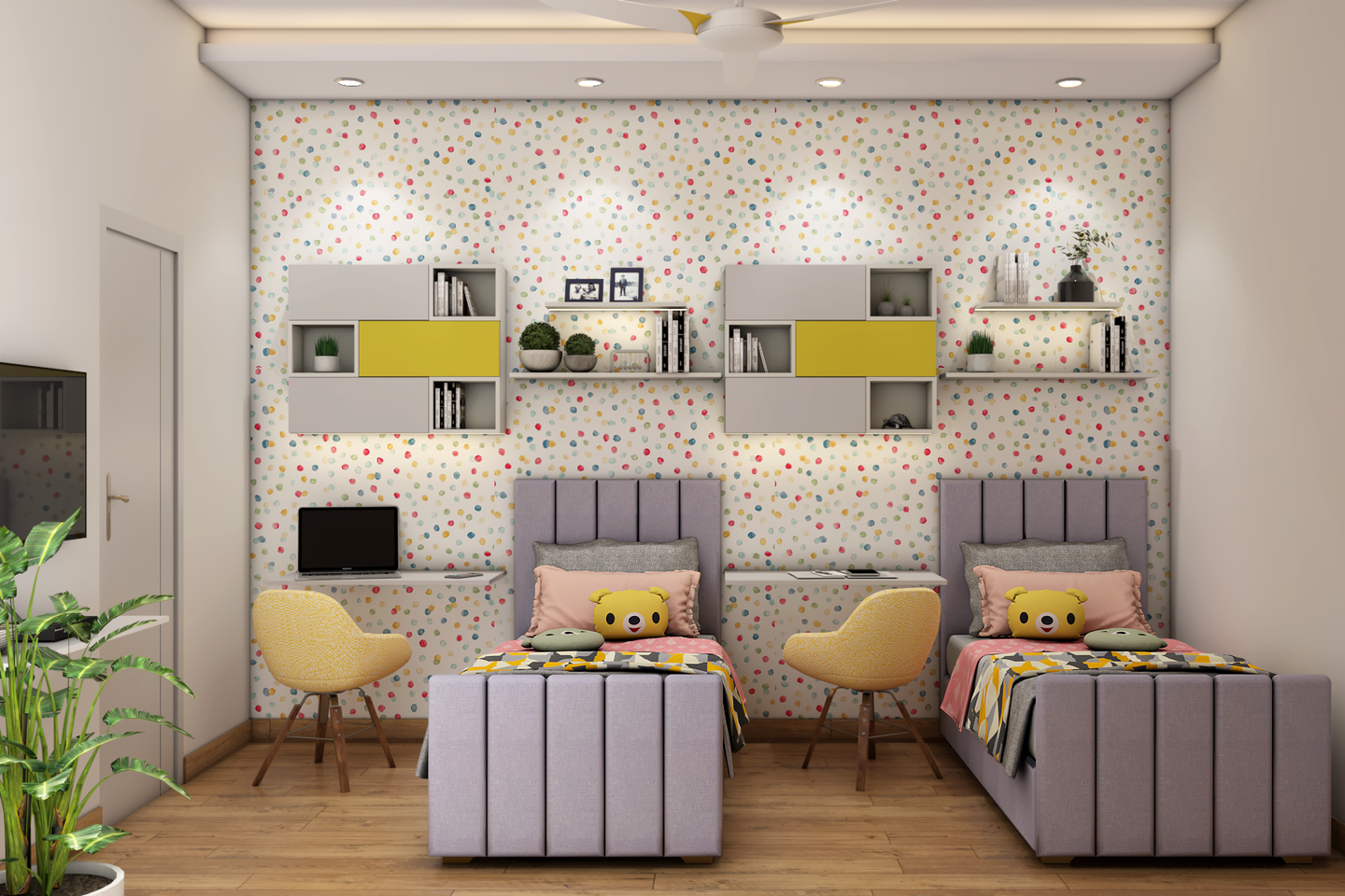 Twin Kids Bedroom Design - Livspace