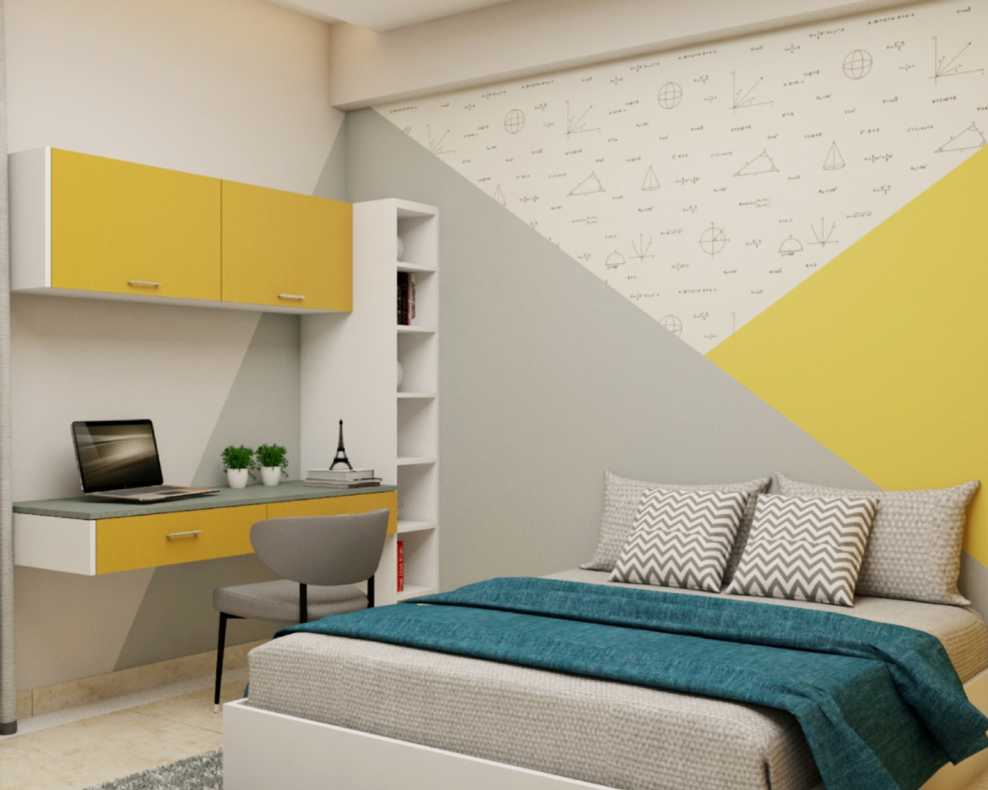 Spacious Bedroom in Vibrant Yellow - Livspace